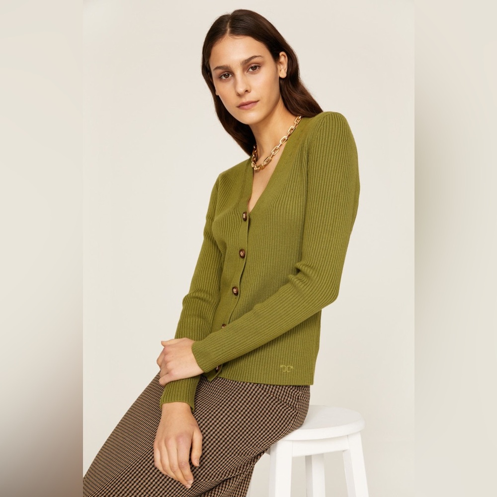 NWT $398 Tory Burch Ribbed Simone Cardigan Sweater